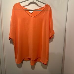 NEW ANDREE BY UNIT Vibrant Orange V-Neck Blouse